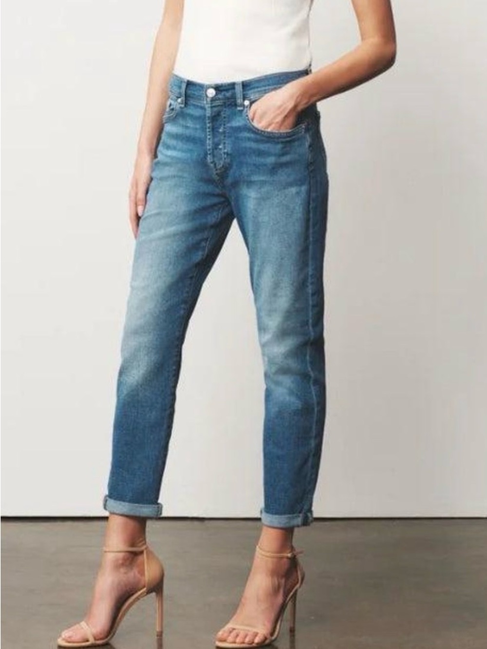 7 For All Mankind Josefina Luxe Vintage Denim Cropped BF Jean Sz 27